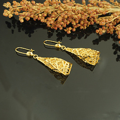 Cone Латунные полые серьги-кольца, золотые, конус, 58x13 мм