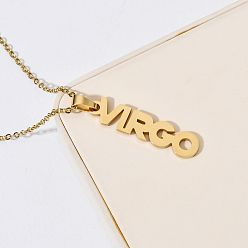 Дева 304 ожерелья из нержавеющей стали с подвесками в виде созвездий, реальный 18 k позолоченный, Дева, 17.72 дюйм (45 см)