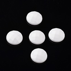 Белый Акриловые стразы-кабошоны, плоской задней и граненый, полукруглые / купольные, белые, 20x6 мм