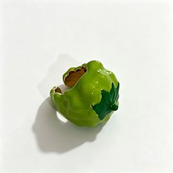 Зеленый Манжета из сплава с эмалью, открытые кольца, клубника, широкая полоса кольца, золотые, зелёные, 17 мм