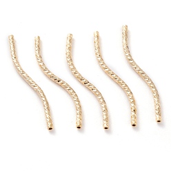 Настоящее золото 24K Бисера латунной трубки, долговечный, изогнутые бусины, реальный 24 k позолоченный, 29x1.5 мм, отверстие : 0.8 мм