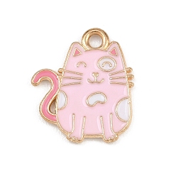 Cat Shape Подвески из сплава с эмалью ко дню святого валентина, золотой свет, форма кошки, 17x15x1.5 мм, отверстие : 1.8 мм