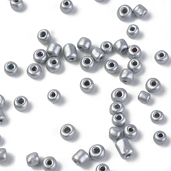 Silver Baking Paint Glass Seed Beads, Silver, 8/0, 3mm, Hole: 1mm, about 10000pcs/bag