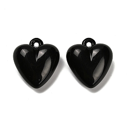 Черный Непрозрачные акриловые подвески, сердце прелести, чёрные, 35x32x16 мм, отверстие : 3.5 мм, Около 54 шт / 500 г