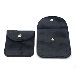 Черный Бархатные мешочки для хранения украшений с кнопкой, для сережек, Кольца, , квадратный, чёрные, 10x10 см