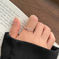 Letter U S925 манжеты из нержавеющей стали для женщин, буквы, серебряные, Буква U, внутренний диаметр: 15~20 мм