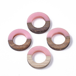 Pink Соединительные кольца из смолы и орехового дерева, кольцо, розовые, 18x4 мм