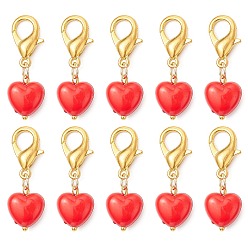 Красный Подвеска в форме сердца из акрила, Сплав с застежками когтя омара, красные, 31.5 мм