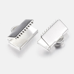 Серебро Обжимные концы из латуни, серебряный цвет гальваническим, без свинца и без кадмия, длиной около 10 мм , шириной 7 мм , отверстие : 1x3 мм