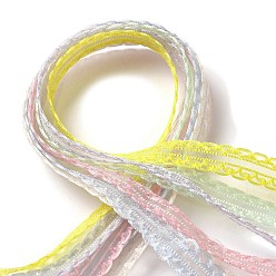 Couleur Mélangete Ensembles de rubans à bords ondulés en polyester et nylon, pour la fabrication de nœuds papillon, emballage cadeau, couleur mixte, 3/8 pouces (9~11 mm), environ 5.00 yards (4.57m)/sac