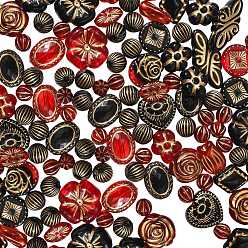 (52) Непрозрачная лаванда 100шт акриловые бусины, разнообразные, золотой металл обвитыми, разноцветные, 7.5~30x7~19.5x4.5~10 мм, отверстие : 1.5~2 мм