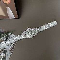 Серебро Сплав кристаллы стразы цветок невеста свадебное платье цепочка пояс, серебряные, 1030 мм