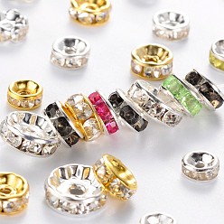 Gemischte Farbe Eisen Strass Spacer Perlen, Mischform, Gemischte Farbe, 6~10x3~4 mm, Bohrung: 1~2 mm