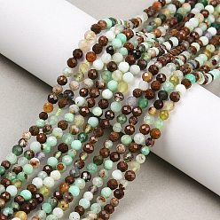 Кокосово-Коричневый Натуральный халцедон, граненые, круглые, кокосового коричневый, 3~3.5 мм, отверстие : 0.6 мм, около 132~137 шт / нитка, 14.84~15.51 дюйм (37.7~39.4 см)