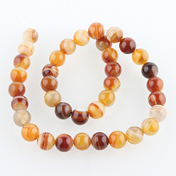 Chocolate Natural Gemstone Agate Round Bead Strands, Dyed, Chocolate, 10mm, Hole: 1mm, about 38pcs/strand, 14.96 inch
