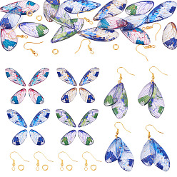 (52) Непрозрачная лаванда Набор для изготовления сережек своими руками, включая подвески из смоляных крыльев бабочки, медные крючки и кольца для сережек, разноцветные