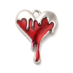 (123L) Белый крем непрозрачный блеск Подвески из эмали и сплава, очарование тающего сердца, платина, огнеупорный кирпич, 21.5x16.5x5.5 мм, отверстие : 1.8 мм