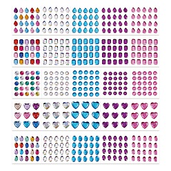 Mixed Color Transparent Acrylic Rhinestone Sticker, DIY Nail Art, Car, Mobile Phone Decoration, Mixed Color, 10~18x10~18x3~4mm, 25sheets/set