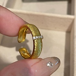 Золотой Регулируемые кольца манжеты из латуни с микропаве и кубическим цирконием, золотые, внутренний диаметр: 15~20 мм