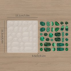Прозрачный Силиконовые формы, изготовление украшений, формы для литья смолы, для уф-смолы, изготовление ювелирных изделий из эпоксидной смолы, прозрачные, 163x151x5 мм, отверстие : 2 мм, внутренний диаметр: 11~36x11~29 мм