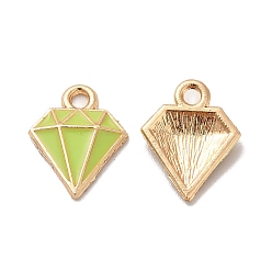 Зеленый Панданы из сплава эмали, без свинца и без кадмия, золотой свет, бриллиантовый шарм, зелёные, 15x12x2.5 мм, отверстие : 1.8 мм