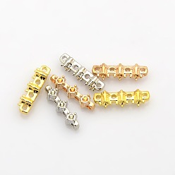 Couleur Mélangete Rectangle placage entretoise en alliage zinc bar supports strass, couleur mixte, 16x4x4mm, trou: 1 mm, apte à 1 mm strass