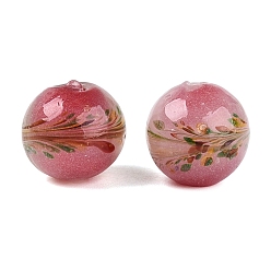 Indian Red Handmade Lampwork Beads, Round with Landscape, Indian Red, 11.5~12.5mm, Hole: 1.2~2mm