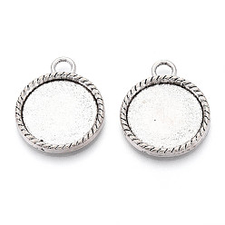 Античное Серебро Сеттинги для кабошонов или кулона, сплав, тибетский стиль , без кадмия и без свинца, плоско-круглые, античное серебро, лоток : 19 мм, 28x23x2.5 мм, отверстие : 4 мм