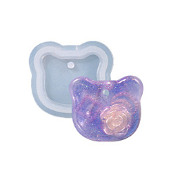 Cat Shape DIY силиконовые формы кулон, формы из смолы, для уф-смолы, изготовление ювелирных изделий из эпоксидной смолы, кошка, 46x50.5x8.5 мм, отверстие : 4 мм