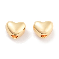 Plaqué 18K Or Véritable Perles en laiton, sans cadmium et sans nickel et sans plomb, cœur, réel 18 k plaqué or, 4x5.5x4mm, Trou: 1.6mm