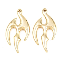 Golden 304 Stainless Steel Pendants, Tribal Flame Charms, Rack Plating, Long-Lasting Plated, Golden, 40x20x4mm, Hole: 1.4mm