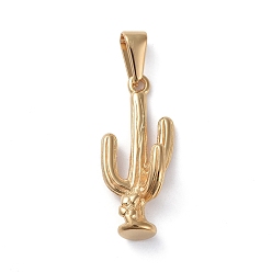 Golden 304 Stainless Steel Pendants, Cactus, Golden, 26x12x8mm, Hole: 8x3mm