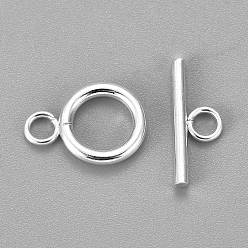 Silver 304 Stainless Steel Toggle Clasps, Silver, Ring: 16.5x12x2mm, Hole: 3mm, Bar: 18x7x2mm, Hole: 3mm