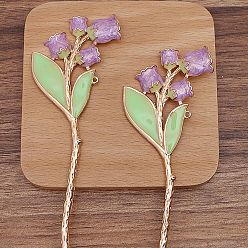 Фиолетовый Сплав в старинном стиле с эмалевыми заколками для волос, для ювелирных украшений своими руками, цветок, фиолетовые, 175x49 мм, 10 шт / комплект