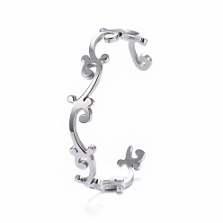 Нержавеющая Сталь Цвет Устойчивые к потускнению 304 браслеты-манжеты из нержавеющей стали, филиал, цвет нержавеющей стали, 2-3/8 дюйм x 1-7/8 дюйм (6x4.7 см)