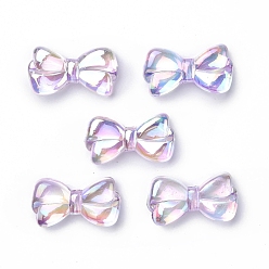 Сливовый УФ-покрытие радужными переливающимися акриловыми бусинами, бантом, слива, 29x16x7 мм, отверстие : 2.8 мм