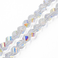 Clear AB Electroplate Transparent Glass Beads Strands, Faceted, Nuggets, Clear AB, 8x7mm, Hole: 1.4mm, about 68~70pcs/strand, 18.89~19.68 inch(48~50cm)