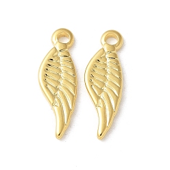 Настоящее золото 18K 304 подвески из нержавеющей стали, ионное покрытие (ip), крыло, реальный 18 k позолоченный, 19.5x6.5x1.5 мм, отверстие : 1.8 мм