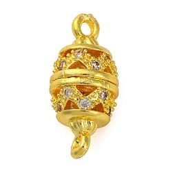 Золотой Латунные микро-паве прозрачные кубические цирконии полые овальные соединительные подвески, долговечный, без свинца и без кадмия, золотые, 16.5x8 мм, отверстие : 1.4 мм