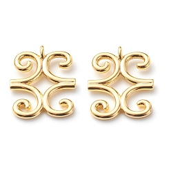 Настоящее золото 18K Латунные подвески, долговечный, adinkra символы dwennimmen, реальный 18 k позолоченный, 17x13x1.5 мм, отверстие : 1.5 мм