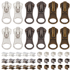 Mixed Color Alloy Replacement Zipper Sliders, for Luggage Suitcase Backpack Jacket Bags Coat, Mixed Color, 3~4x4~6.5x1.1~4.5