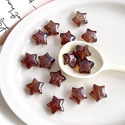 Седло Коричневый Прозрачные акриловые бусины, с блеском порошок, звезда, седло коричневый, 20.8x21.8x13.1 мм, отверстие : 3.5 мм