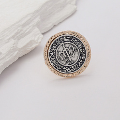 Другие Преувеличенные широкие кольца из цинкового сплава в европейском и американском стиле, старинное серебро & золотой, Аллах, 27 мм