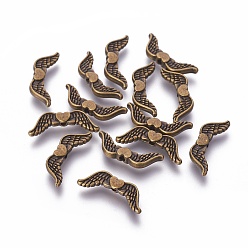 Античная Бронза Сплавочные овальные бусины тибетского стиля , без кадмия, без никеля и без свинца, крыло, античная бронза, 20x7x3 мм