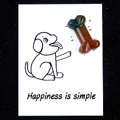 (RRHB277) Кристалл на подкладке из медово-бежевого цвета Натуральный индийский агат, резные фигурки, орнамент, для домашнего украшения рабочего стола, Подарочная карта своими руками с вдохновением, собаке кость, 20x35 мм