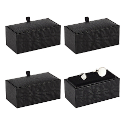 Черный Пластик с принтом под кожу ящерицы 2 коробки для хранения подарочных запонок, бархатом внутри, прямоугольные, чёрные, 8.5x4.5x3.7 см