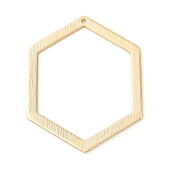 Настоящее золото 18K Латунные подвески, без кадмия, без никеля и без свинца, шестиугольник, полый, реальный 18 k позолоченный, 39x29.5x1 мм, отверстие : 1.2 мм