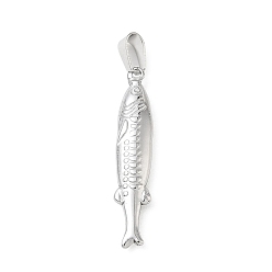 Fish 304 подвески из нержавеющей стали, с 201 защелкой из нержавеющей стали на поручнях, амулеты с морскими животными, цвет нержавеющей стали, рыба, 38.5x7.5x4 мм, отверстие : 7.5x4 мм