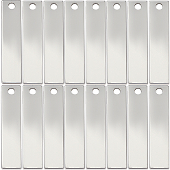 Нержавеющая Сталь Цвет 50 шт. 201 прямоугольные штампованные пустые бирки из нержавеющей стали, одна сторона полировка, цвет нержавеющей стали, 40x9x1 мм, отверстие : 2.8~3 мм