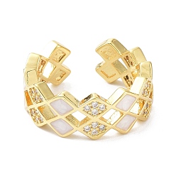 Белый Двухрядные ромб настоящие 18 позолоченные кольца-манжеты для девочек и женщин, открытые кольца из латуни, микропаве, кубический цирконий, cmолой, белые, размер США 6 3/4 (17.1 мм)